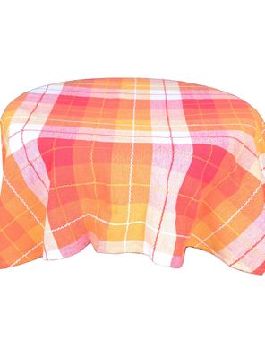 Mantel Kadar Redondo 180 cm Cuadros Naranja