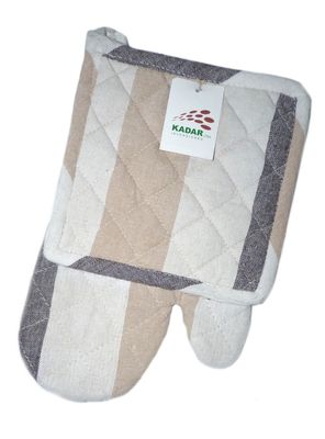 Imagen 2 del producto Set 2 Guantes Cocina + 2 Toma Ollas Líneas Grises Kadar