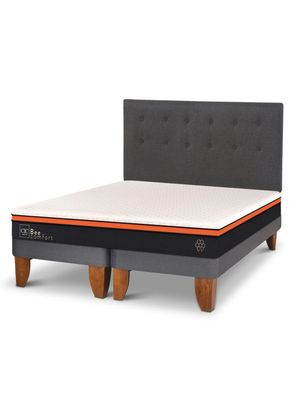 Cama Europea Bee Comfort 2 Plazas Base Dividida + Respaldo Eufrates