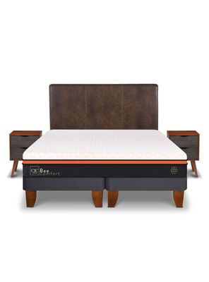 Cama Europea Bee Comfort 2 Plazas Base Dividida + Set Muebles Baker