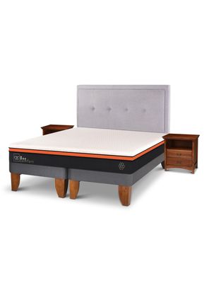 Cama Europea Bee Comfort 2 Plazas Base Dividida + Set Muebles Ganges