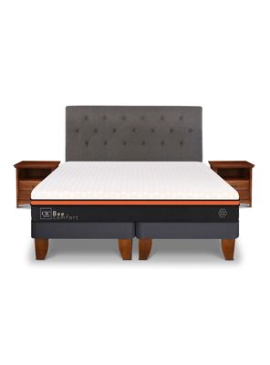 Cama Europea Bee Comfort 2 Plazas Base Dividida + Set Muebles Kavery