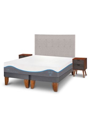 Cama Europea Alaska 2 Plazas Base Dividida + Set Muebles Tigris