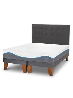 Cama Europea Alaska 2 Plazas Base Dividida + Respaldo Eufrates