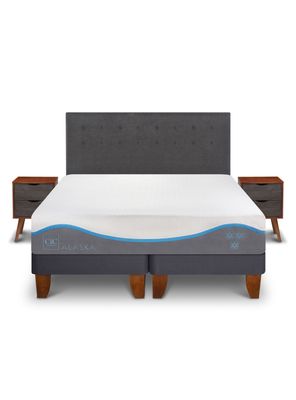 Cama Europea Alaska 2 Plazas Base Dividida + Set Muebles Eufrates