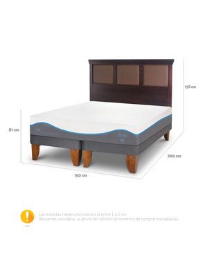 Imagen 2 del producto Cama Europea Alaska 2 Plazas Base Dividida + Respaldo New Torino Chocolate