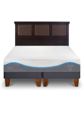 Cama Europea Alaska 2 Plazas Base Dividida + Respaldo New Torino Chocolate