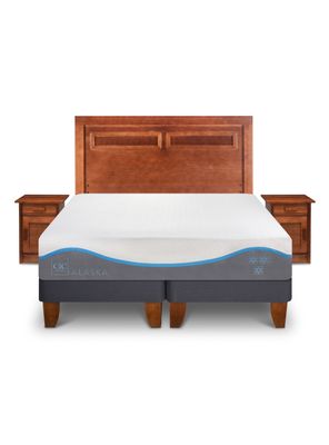 Cama Europea Alaska 2 Plazas Base Dividida + Set Muebles Milan