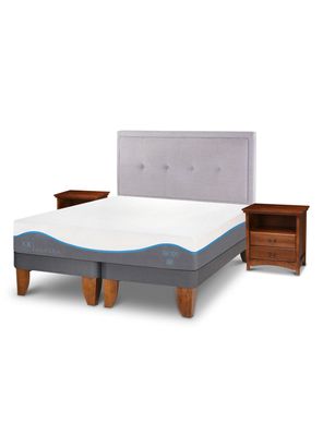 Cama Europea Alaska 2 Plazas Base Dividida + Set Muebles Ganges