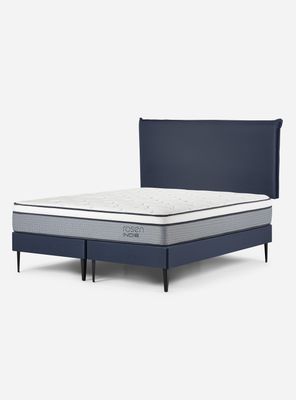 Cama Europea Indie 2 Plazas Base Dividida + Respaldo Maurice