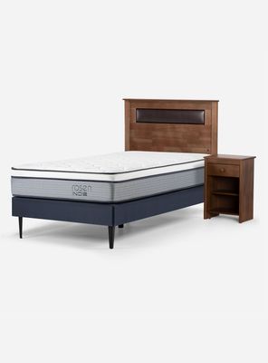 Cama Europea Indie 1.5 Plazas + Set Muebles Ferrara
