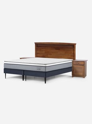 Cama Europea Indie 2 Plazas Base Dividida + Set Muebles Vene