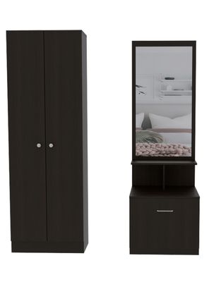 Combo Dormitorio Dreams 9: Clóset 2P + Velador Multifuncional Wengue