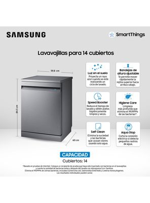 Imagen 2 del producto Lavavajillas Frontal 14 Cubiertos SmartThings DW60A8050FS/ZS