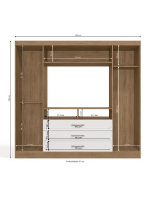 Imagen 2 del producto Clóset Trinidad TV 46"" 2 Puertas 3 Cajones Freijó Blanco