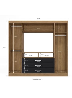 Imagen 2 del producto Clóset Trinidad TV 46"" 2 Puertas 3 Cajones Freijó Negro