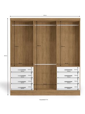 Imagen 2 del producto Clóset Agustina 6 Puertas 8 Cajones Freijó Blanco