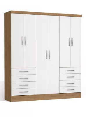 Clóset Agustina 6 Puertas 8 Cajones Freijó Blanco