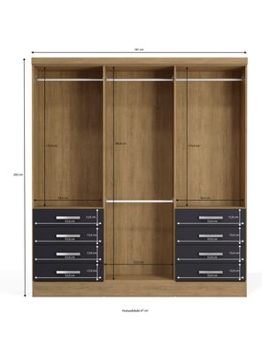 Imagen 2 del producto Clóset Agustina 6 Puertas 8 Cajones Freijó Negro