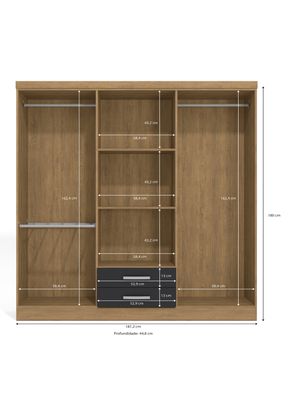 Imagen 2 del producto Clóset Isabela 6 Puertas 2 Cajones Freijó Negro
