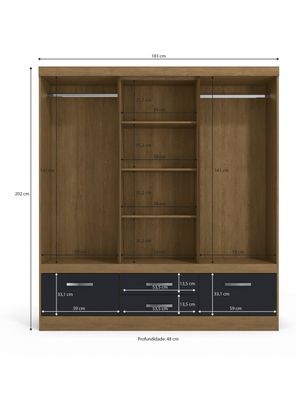 Imagen 2 del producto Clóset Alexa 4 Puertas 4 Cajones Freijó Negro