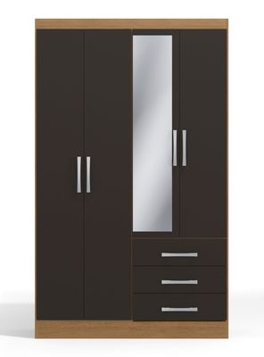 Imagen 1 del producto Clóset Amelia con Espejo 4 Puertas 3 Cajones Freijó Negro