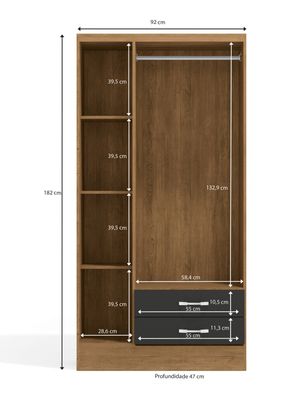 Imagen 2 del producto Clóset Leticia 3 Puertas 2 Cajones Freijó Negro