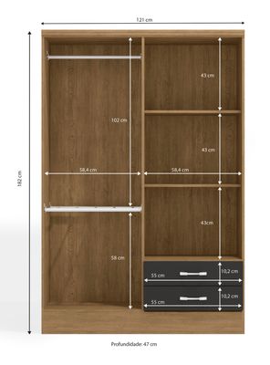 Imagen 2 del producto Clóset Josefa 4 Puertas 2 Cajones Freijó Negro