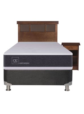 Imagen 2 del producto Box Spring New Ortopedic B5 Black 1 Plaza + Set New Dublin Caramelo Sin Textil