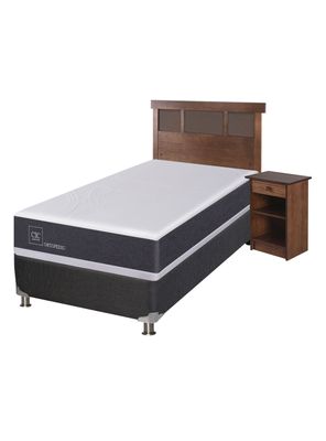 Box Spring New Ortopedic B5 Black 1 Plaza + Set New Dublin Caramelo Sin Textil