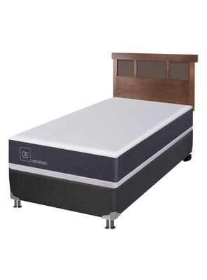 Box Spring New Ortopedic B5 Black 1 Plaza + Respaldo New Dublin Caramelo Sin Textil