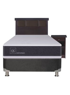 Imagen 2 del producto Box Spring New Ortopedic B5 Black 1 Plaza + Set New Dublin Chocolate Sin Textil