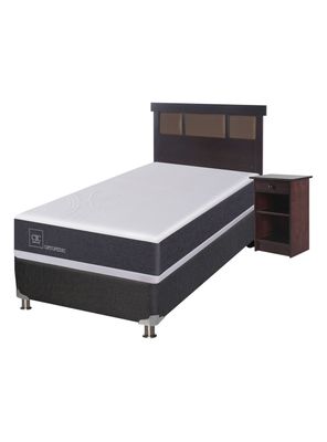 Box Spring New Ortopedic B5 Black 1 Plaza + Set New Dublin Chocolate Sin Textil