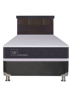 Imagen 2 del producto Box Spring New Ortopedic B5 Black 1 Plaza + Respaldo New Dublin Chocolate Sin Textil