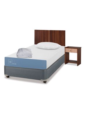 Cama Americana Excellence 1 Plaza x190 cm + Set Muebles Stylo + Textil