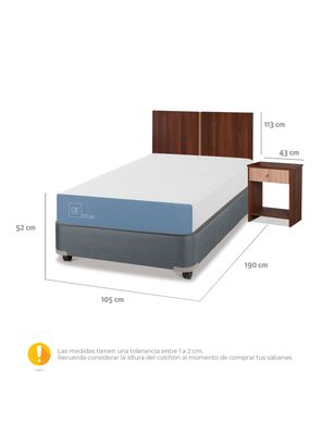 Imagen 2 del producto Cama Americana Excellence 1.5 Plazas x190 cm + Set de Muebles Stylo