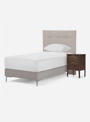 Set Muebles Respaldo 1 Plaza + Velador Issey Niebla