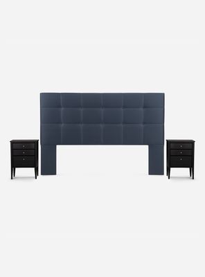 Set Muebles Respaldo King + 2 Veladores Issey Azul