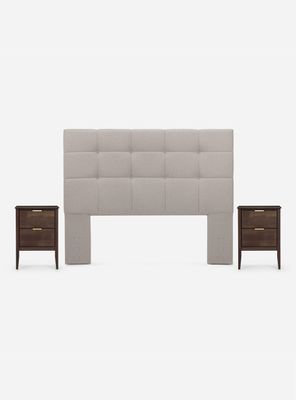 Set Muebles Respaldo 2 Plazas + 2 Veladores Issey Niebla