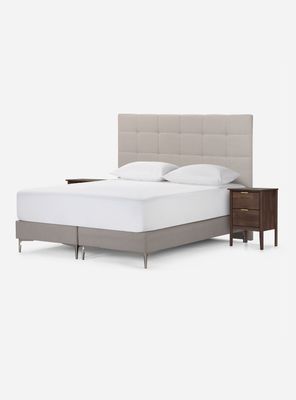 Set Muebles Respaldo King + 2 Veladores Issey Niebla