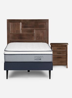 Imagen 2 del producto Cama Europea Indie 1.5 Plazas + Respaldo + Velador Dolce