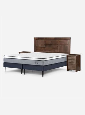 Cama Europea Indie 2 Plazas Base Dividida + Set Muebles Dolce