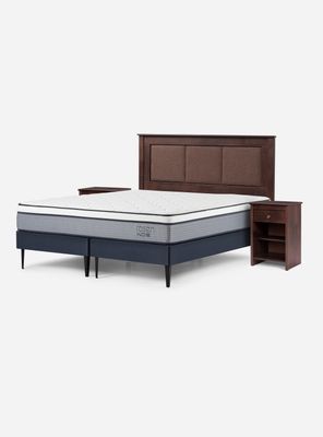 Cama Europea Indie 2 Plazas Base Dividida + Set Muebles Rachel