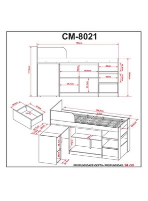 Imagen 2 del producto Cama Funcional 1 Plaza Somier con Escritorio