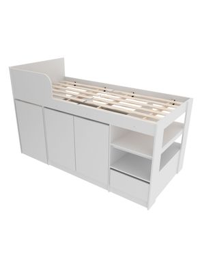 Cama Funcional 1 Plaza Somier con Escritorio Blanco