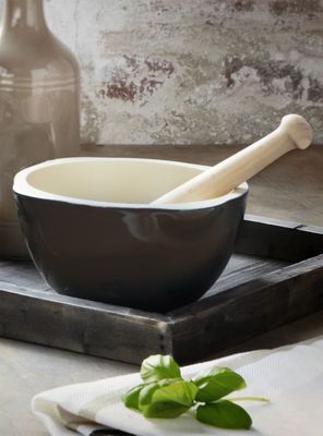 Imagen 2 del producto Mortero con Mazo Negro Cerámica 15x15 cm