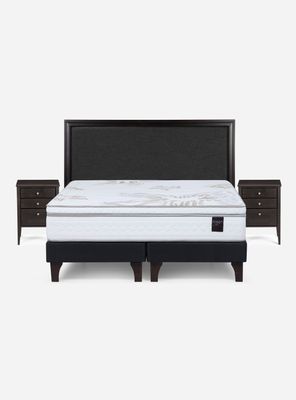 Imagen 2 del producto Cama Europea Art 4 2 Plazas Long Base Dividida + Set Muebles Nolita Grafito