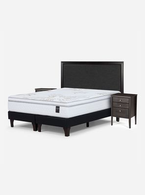 Cama Europea Art 4 King Base Dividida + Set Muebles Nolita Grafito