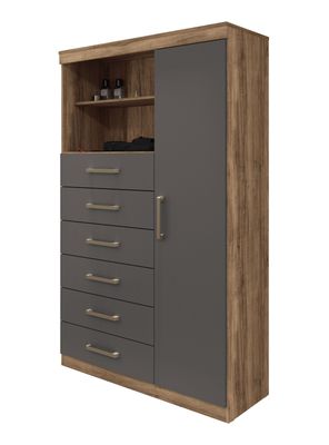 Cómoda Maraba 6 Cajones 1 Puerta Atacama Grafito