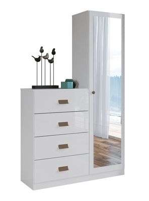 Cómoda Estilo 1 Puerta con espejo 4 Cajones